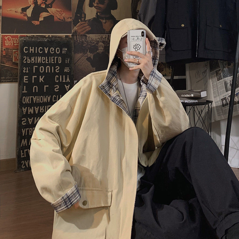 Basic Jackets Women Hooded Harajuku Patchwork Plaid Coats Couple BF High Street Cargo Jacket Female Baggy All-match Ins Zipper 220818