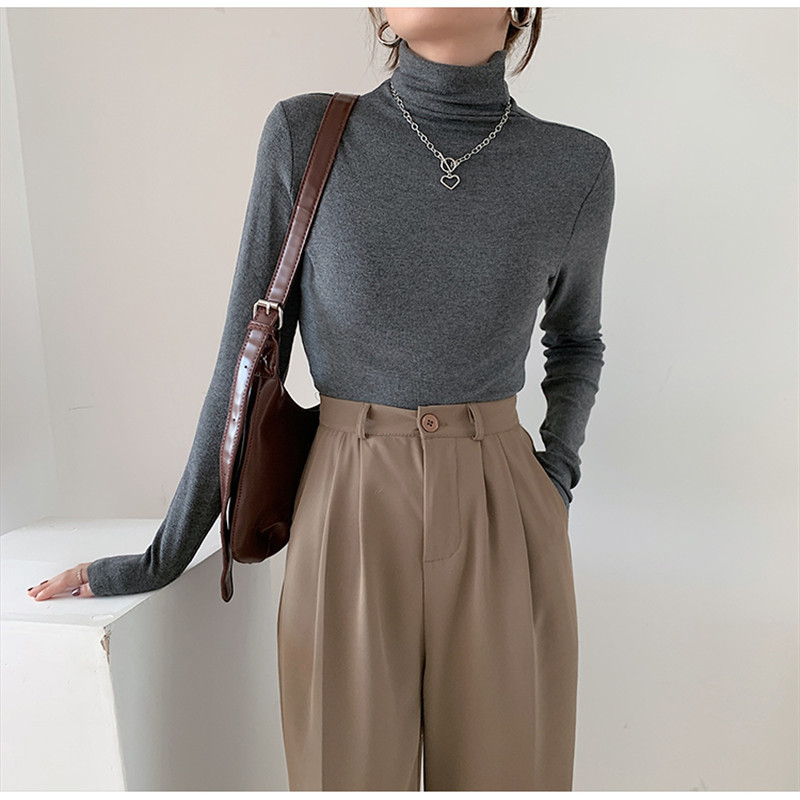 Spring Autumn Women Pullover Female Knitted Sweaters Solid Concise Turtleneck Elasticity Elegant Office Lady Casual Tops 220818