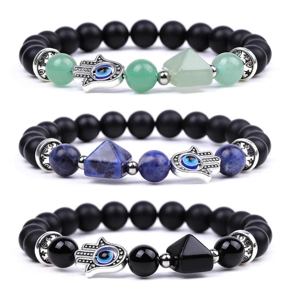 Reik Healing Natural Crystal Stone Turkish Evil Eye Hand Bracelet Amethyst Aventurine Tiger's Eye Bracelets