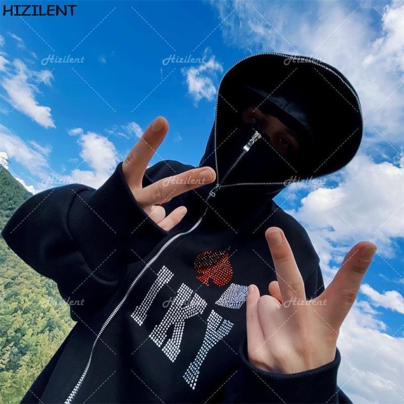 Y2K Skeleton Zip Up Oversized Sweatshirts autumn Goth Hoodies Women Grunge Hooded Jacket Streetwear Y2K clothing 220817