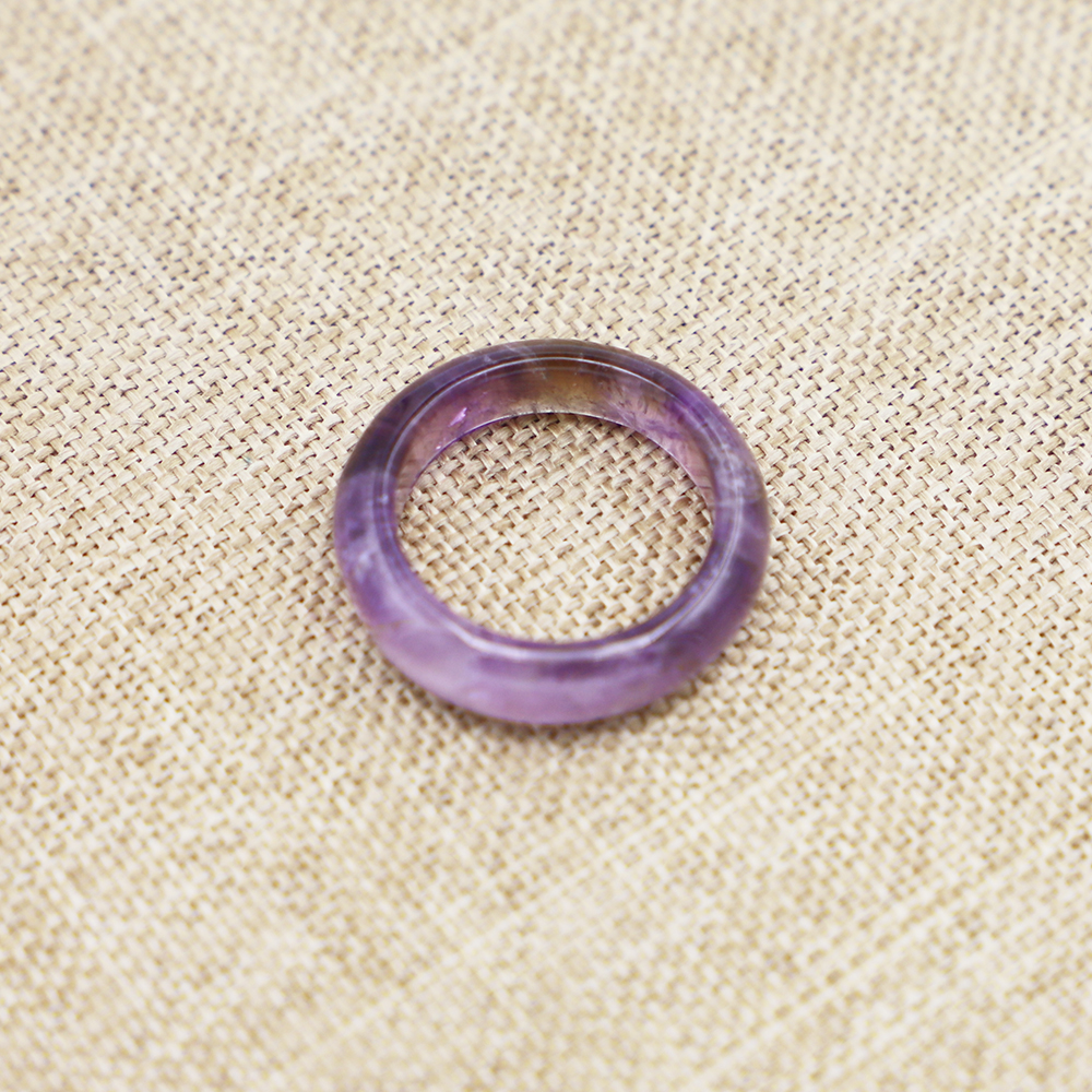 Natural Amethyst Pink Crystal Ring Bulk Lots Mixed Color Thin Smooth Anxiety Relief Unisex Healing Jewelry Gift