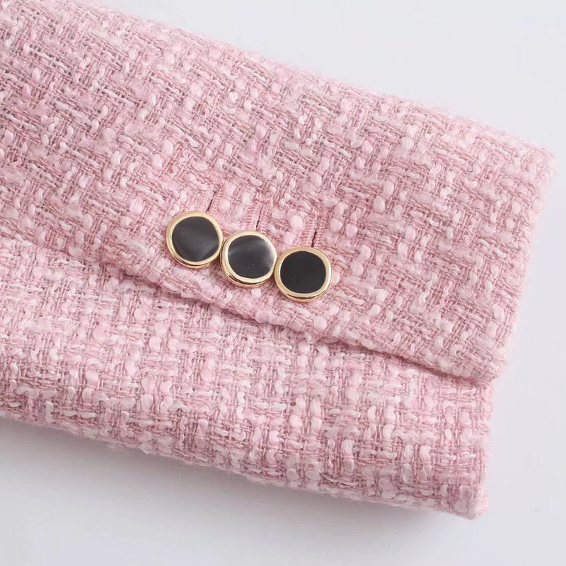 DiYiG WOMAN Fall women s wear European and American style pink stitching slim fit all match suit jacket 220819