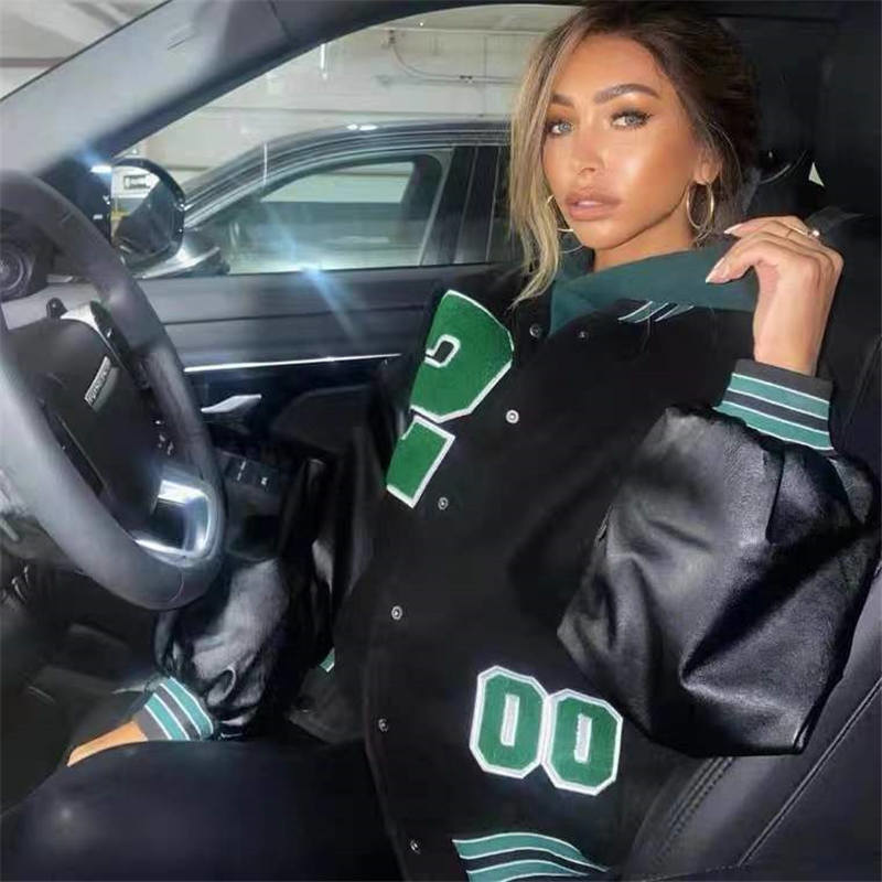 Women s Coat Spring Letters Towel Embroidered Bomber Jacket Women Street Hip hop Pilot Baseball Uniform Casual 220818