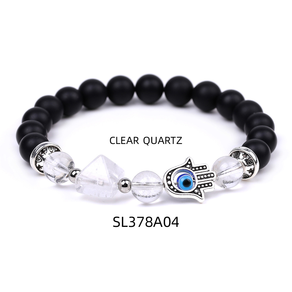 Reik Healing Natural Crystal Stone Turkish Evil Eye Hand Bracelet Amethyst Aventurine Tiger's Eye Bracelets