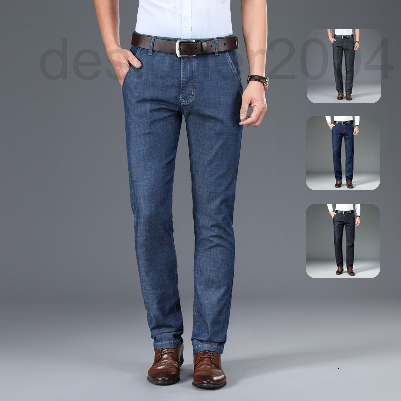 Men's Jeans designer Tencel jeans men's spring and summer high waist loose breathable straight tube casual denim pants FDB9