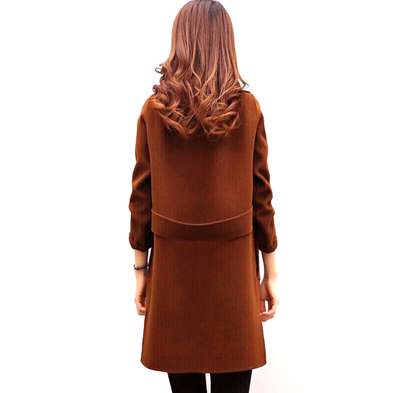 Women Wool Blend Warm Long Coat Female Slim Fit Lapel Woolen Overcoat Autumn Winter Cashmere Outerwear 220818