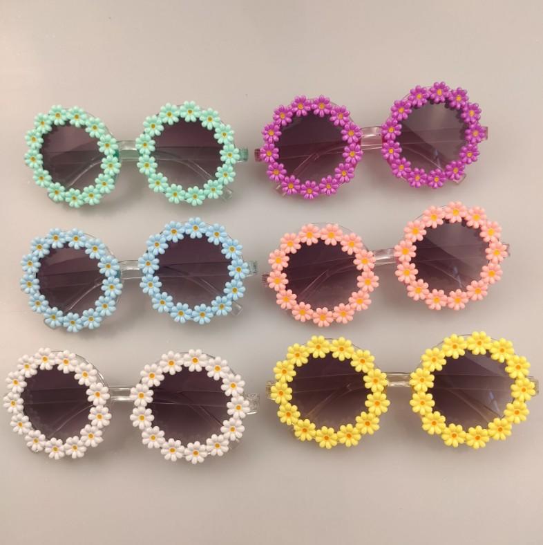 Children's Cute Daisy Flower Sunglasses Round Protection Outdoor 2022 New Fashion Eyewear For Kids Sweat Sun Glasses H260130