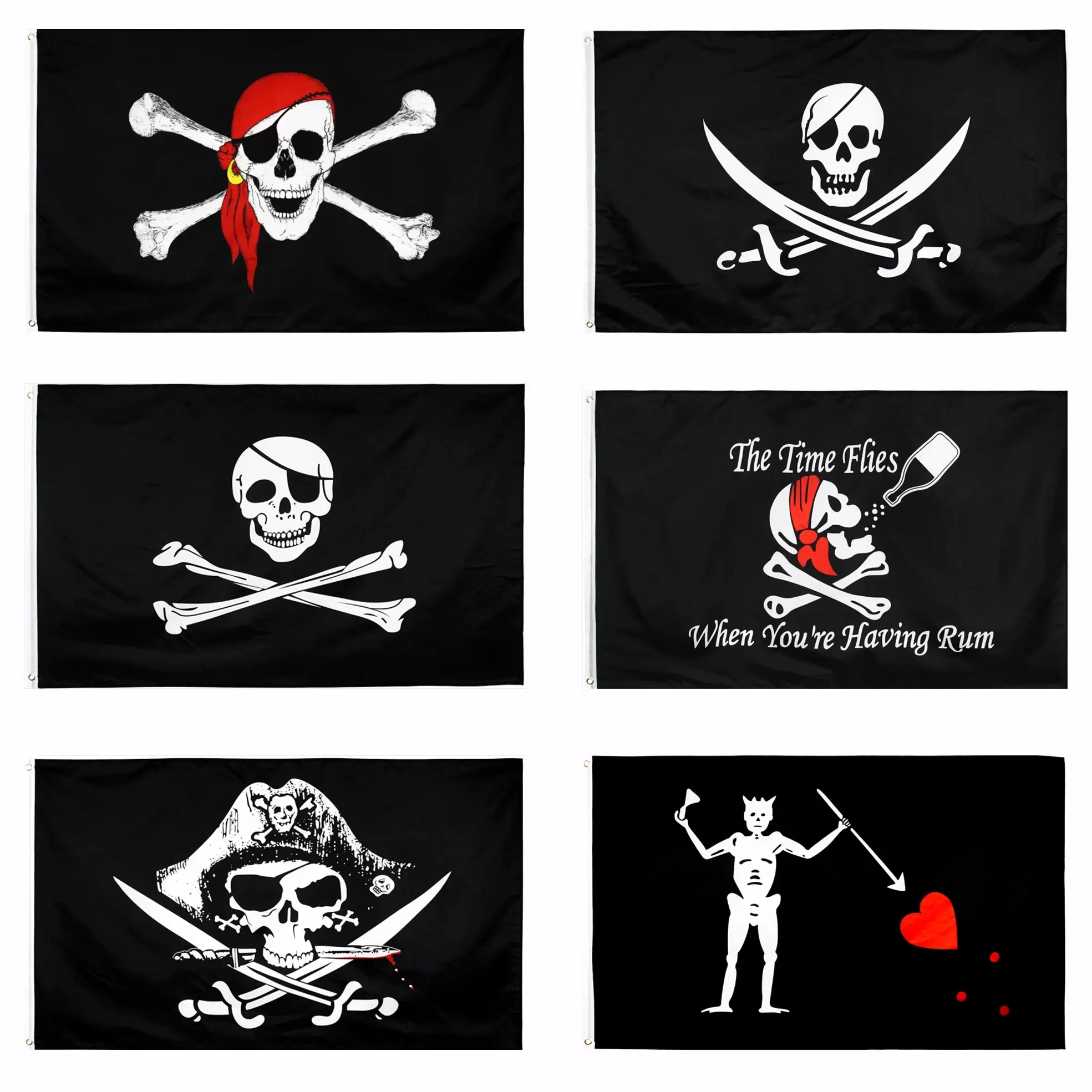 High Quality Flags 90 150cm Skull and Cross Crossbones Sabres Swords Jolly Roger pirate Dead Man's Chest Flags 3 5 FT Banners