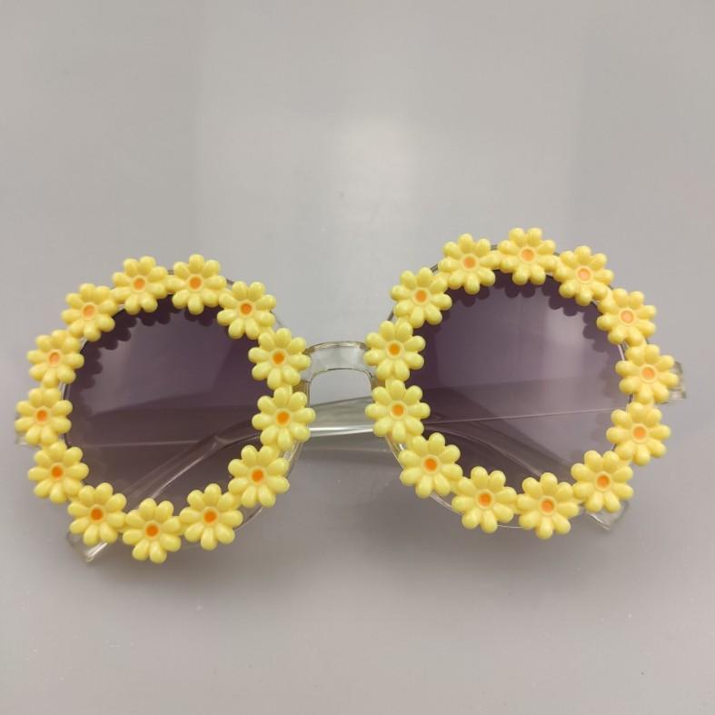 Children's Cute Daisy Flower Sunglasses Round Protection Outdoor 2022 New Fashion Eyewear For Kids Sweat Sun Glasses H260130