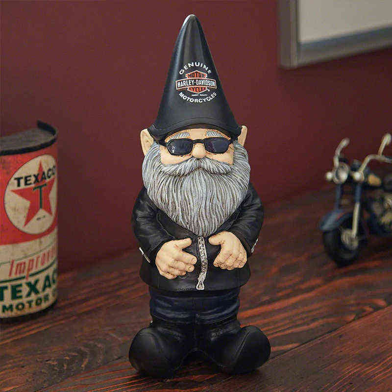 15cm Drunk Biker Garden Gnomes Locomotive Dwarf Goblin Dwarf Resin Garden Decoration Courtyard Home Crafts Garage Kits T220815 - view 7