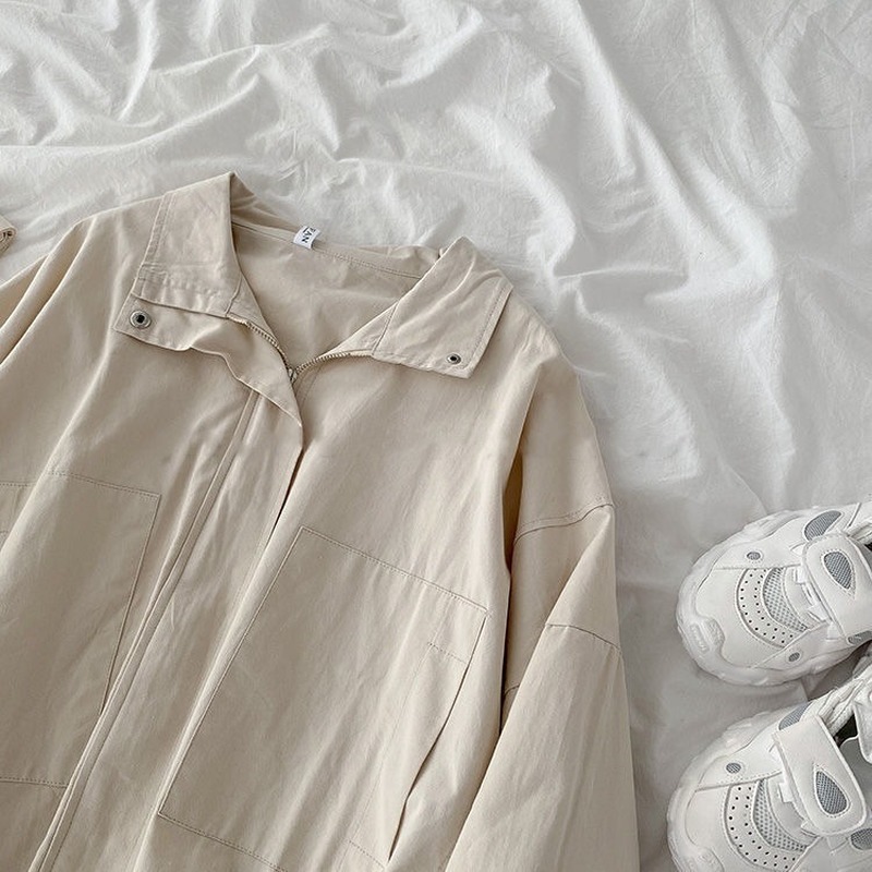 Women Basic Jackets Turn Down Collar Zipper Harajuku Elastic BF Chic Ulzzang Loose Korean Style Cool Streetwear Casual Outerwear 220818