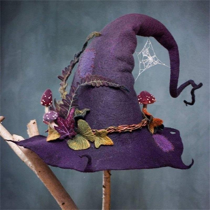 

Halloween Party Felt Witch Hats Fashion Women Masquerade Cosplay Magic Wizard Hat for Party Clothing Props Y220818, Purple