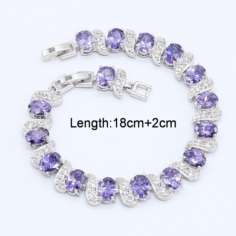 Dubai Jewelry Sets for Women Wedding Purple Amethyst Necklace Pendant Earrings Ring Bracelet Gift Box 220818