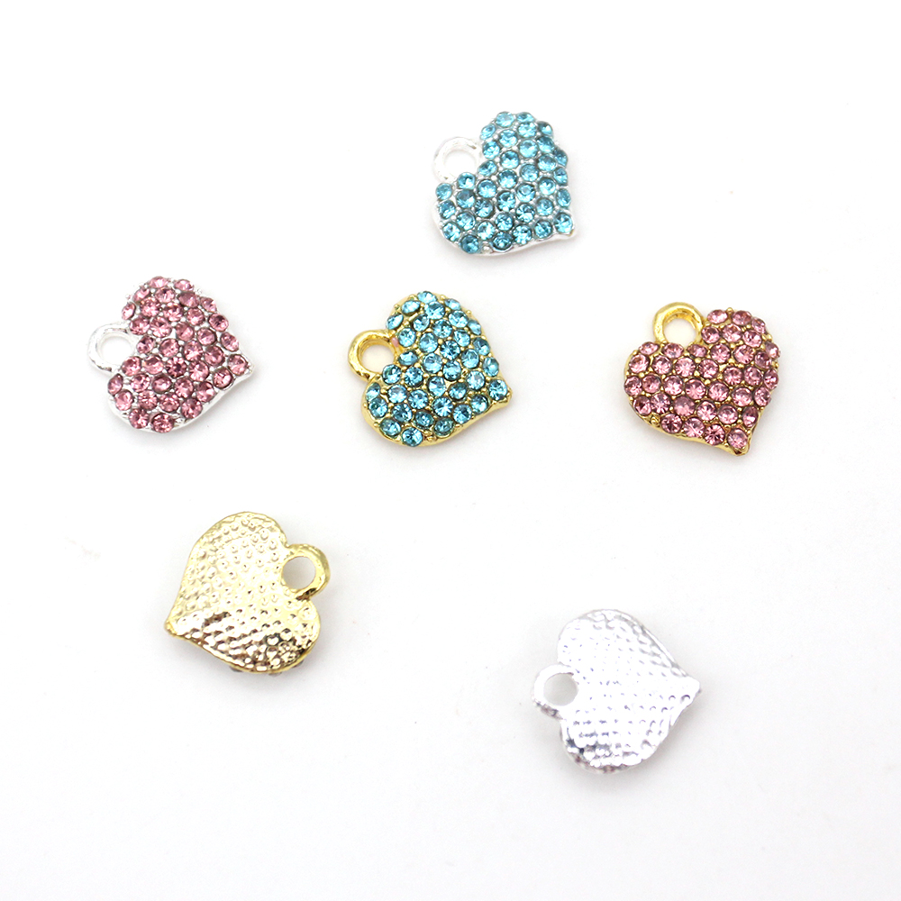20pcs Cute Small Mix Color DIY Craft Charms For Kids Muslim Islamic Rhinestone Crystal Love Heart Shape Pendant Charm For Bracelet /Necklace Making Je