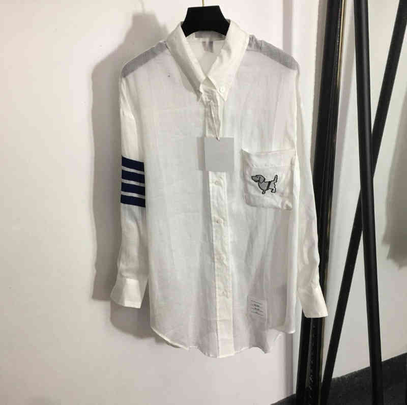 Designer Womens Casual Shirts Blouses TB Animal Embroidery Pocket Striped Long Sleeve Breathable Cotton Linen Shirt Luxury T-shirts Women Clothing 0912, 10
Designer Womens Casual Shirts Blouses TB Animal Embroidery Pocket Striped Long Sleeve Breathable Cotton Linen Shirt Luxury T-shirts Women Clothing 0912, 10