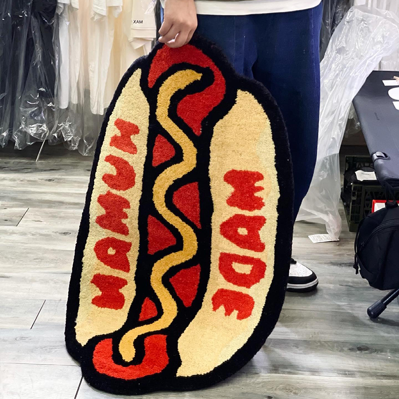 Home Furnishings Art Carpet Human Made Hot Dog Area Rug Hypebeast Collection Parlor Bedroom Playroom Handmade Aesthetics Trending Floor Mat Supplier