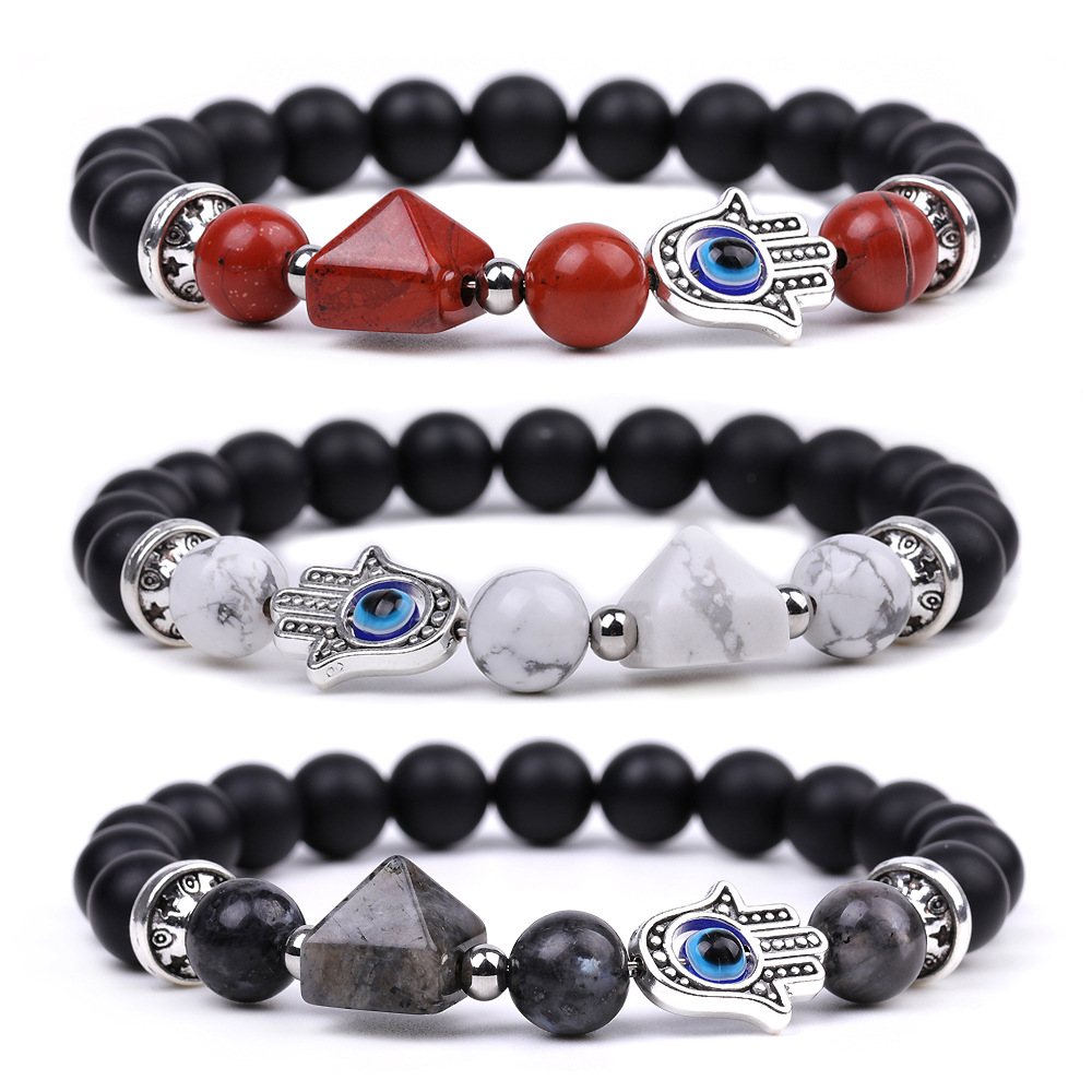 Reik Healing Natural Crystal Stone Turkish Evil Eye Hand Bracelet Amethyst Aventurine Tiger's Eye Bracelets