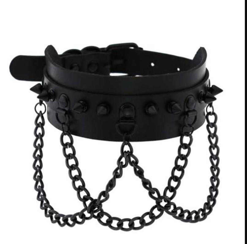 Spike Choker Collar necklace metal chain Fashion black Leather Chokers Harajuku Jewelry
Spike Choker Collar necklace metal chain Fashion black Leather Chokers Harajuku Jewelry