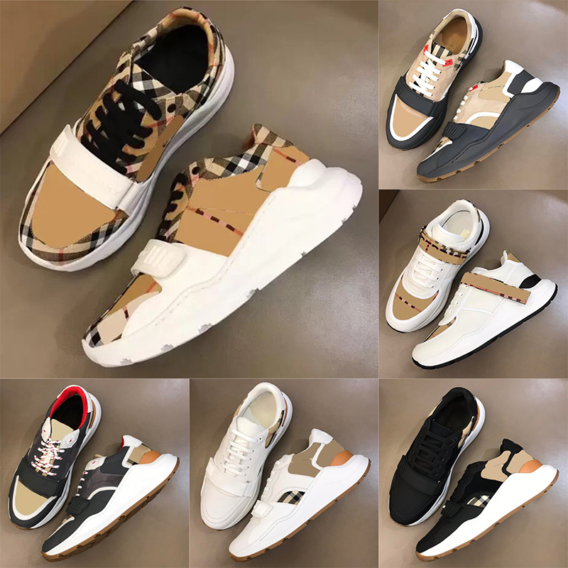 Designer Sneakers casul shoes Classiclattice Striped velcro Luxuy Vintage Sneaker Men Women platform bottom Flats leather Trainers Brand Shoe top quality