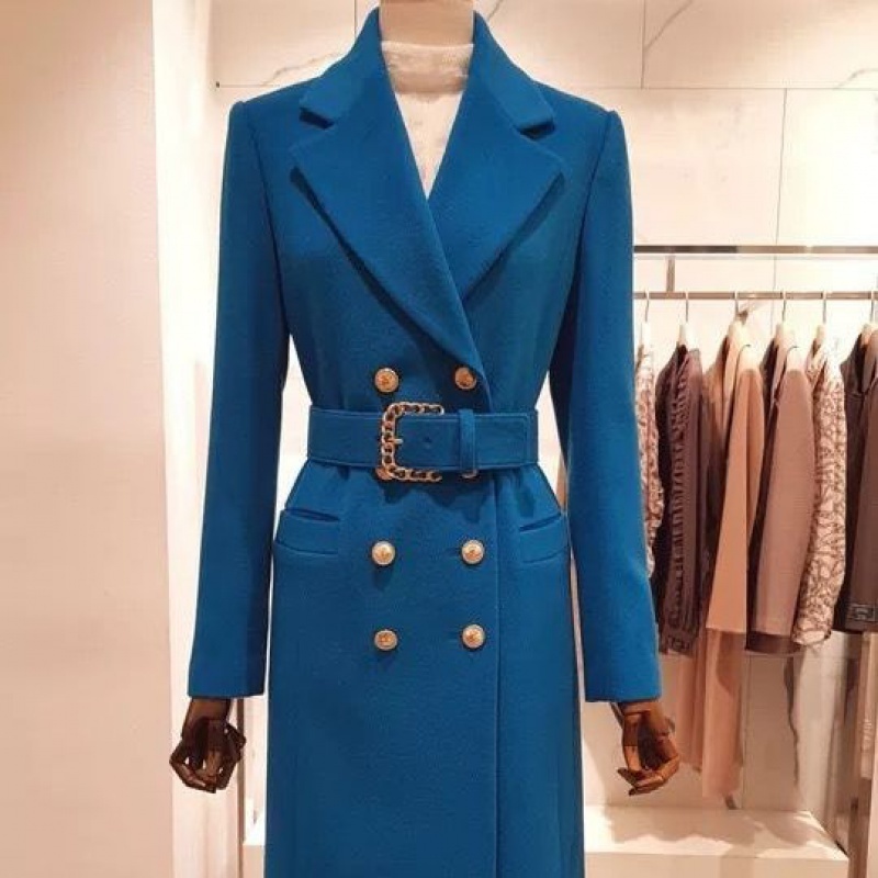 Women's Chic Wool Overcoat: Stylish Double-Breasted Long Coat For Fall And Winter