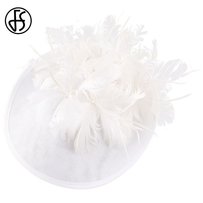 FS Fascinators Grey Church Sinamay Hat With Feather Fedora Hats For Women Derby Cocktail Party Bridal Ladies Church Hats 220819