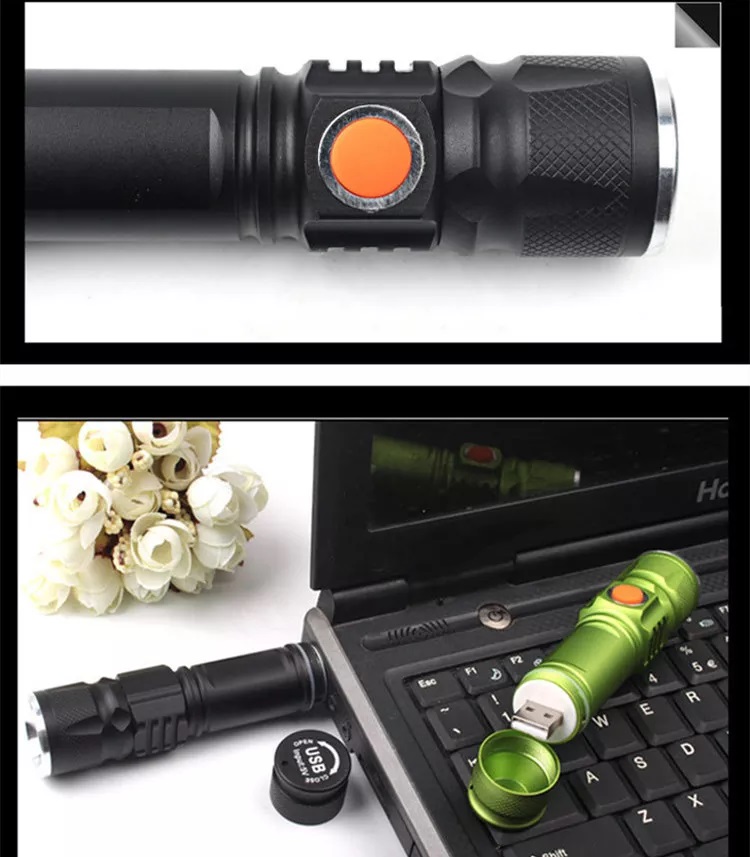Super Bright USB Charging Hlm Flashlights Zoomable High Lumen Mini Powerful Rechargeable Torch Light For Camping