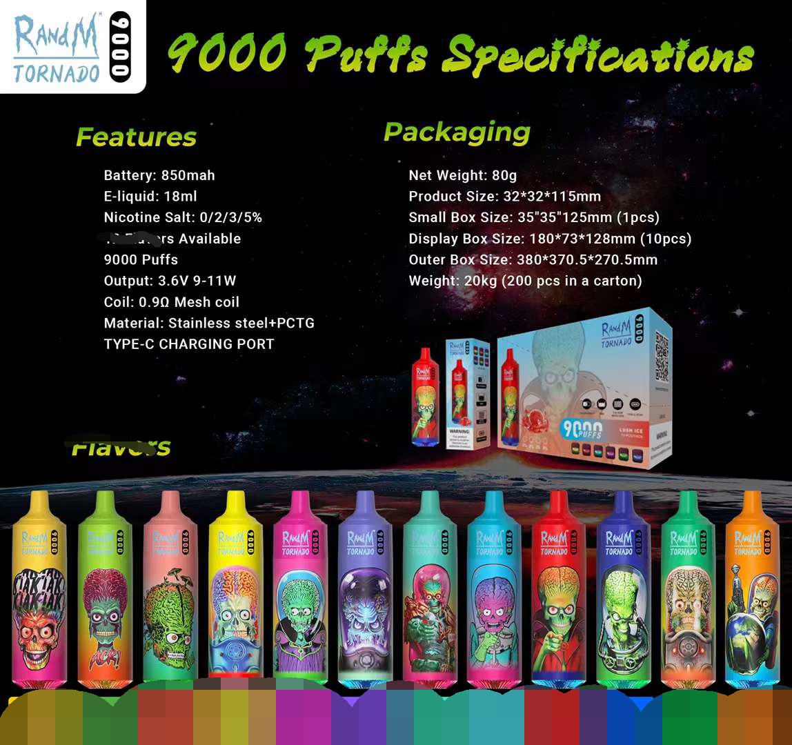 New RandM TORNADO 9000 Puff Disposable Vape Pen E Cigarette With Airflow Control Rechargeable 850mAh Battery Mesh Coil 18ml
New RandM TORNADO 9000 Puff Disposable Vape Pen E Cigarette With Airflow Control Rechargeable 850mAh Battery Mesh Coil 18ml