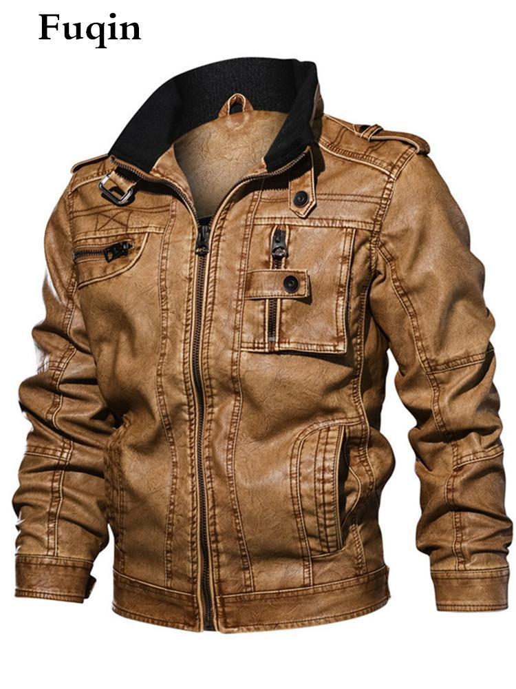 Men's Denim Leather Jacket Multifunction Zip Pocket British Style Clothes Street Motorcycle 6XL Loose Warm PU Man Jacket Unisex 220819