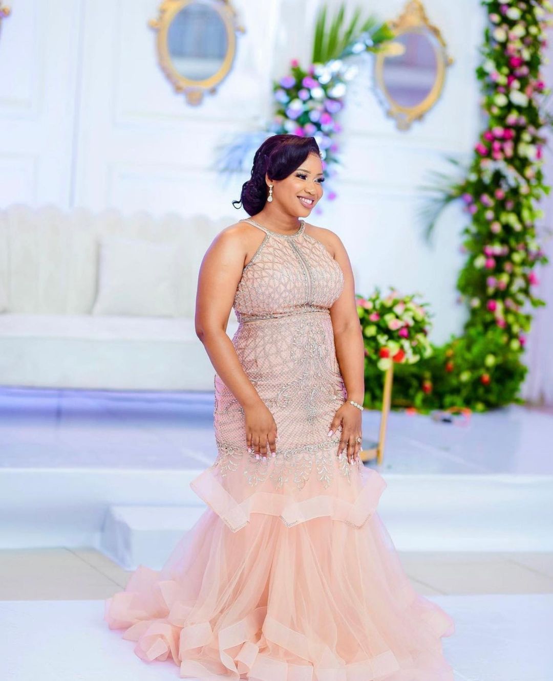 2022 Plus Size Arabic Aso Ebi Champagne Mermaid Luxurious Prom Dresses Beaded Crystals Evening Formal Party Second Reception Birthday Engagement Gowns