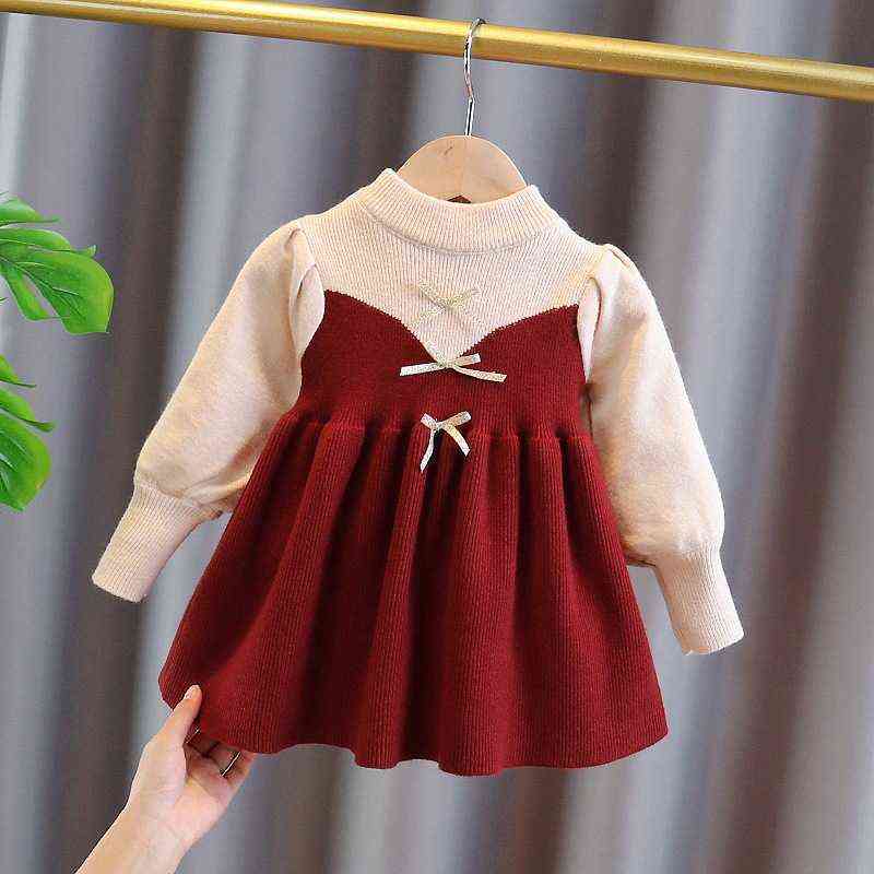 2022 Girls Princess Christmas Dress Knitting Sweater Dress for Girls Winter Dress Autumn Full Sleeve Girl Clothes New Year Y220819