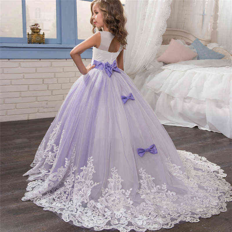 Girl Flower Petals Wedding Dress Children Bridesmaid Outfits Elegant Dress for Girls Vestido Party Prom Gown Princess Costume