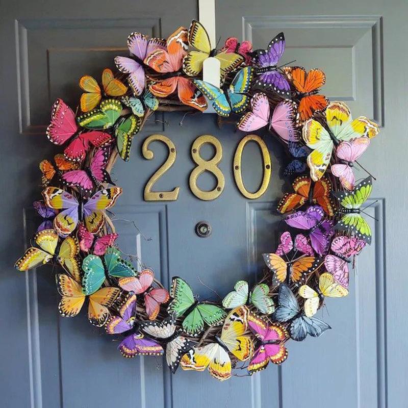 Decorative Flowers & Wreaths Spring Season Wreath Colorful Butterflies Round-Shaped Hanging Garland For Front Door Windows Wall DecorDecorat, Multi
Decorative Flowers & Wreaths Spring Season Wreath Colorful Butterflies Round-Shaped Hanging Garland For Front Door Windows Wall DecorDecorat, Multi