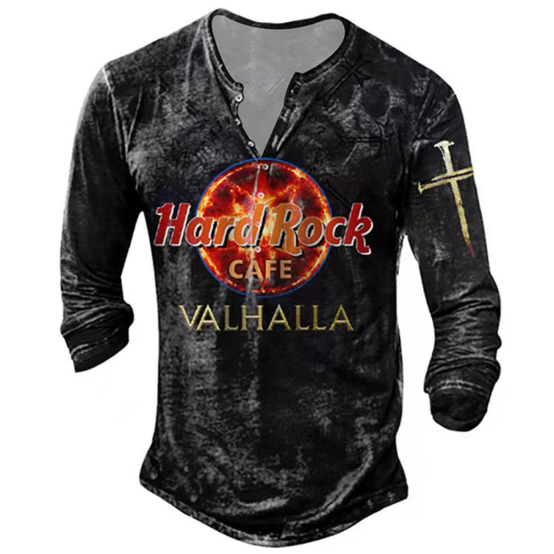 Vintag Fashion Men T-shirt Ethnic Pattern Printed Button Long Sleeve Spring Autumn Oversize T Shirt Men Camiseta Mujer 220819