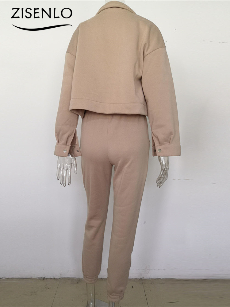 Autumn Solid Color Women's Jacket Top Casual Pants Set Two Piece Sets Womens Outifits Elegant Women's Sets Female Set Suit 220819