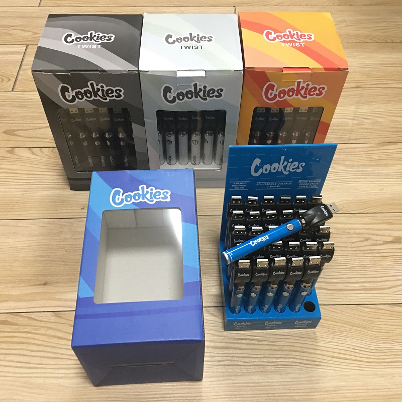 Cookies Backwoods Twist Preheat Battery Pen Display of 30PCS Bottom Dial VV Voltage Adjustable 3.3V-4.8V 900mAh with USB Charger for 510 Tanks Vape Carts
Cookies Backwoods Twist Preheat Battery Pen Display of 30PCS Bottom Dial VV Voltage Adjustable 3.3V-4.8V 900mAh with USB Charger for 510 Tanks Vape Carts