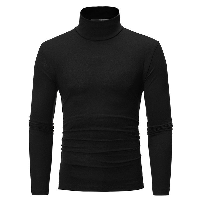 Men's Solid Color Turtleneck T Shirts Male Slim Fit Long Sleeve T Shirts Black White Men tshirt Tops M-3XL 220819