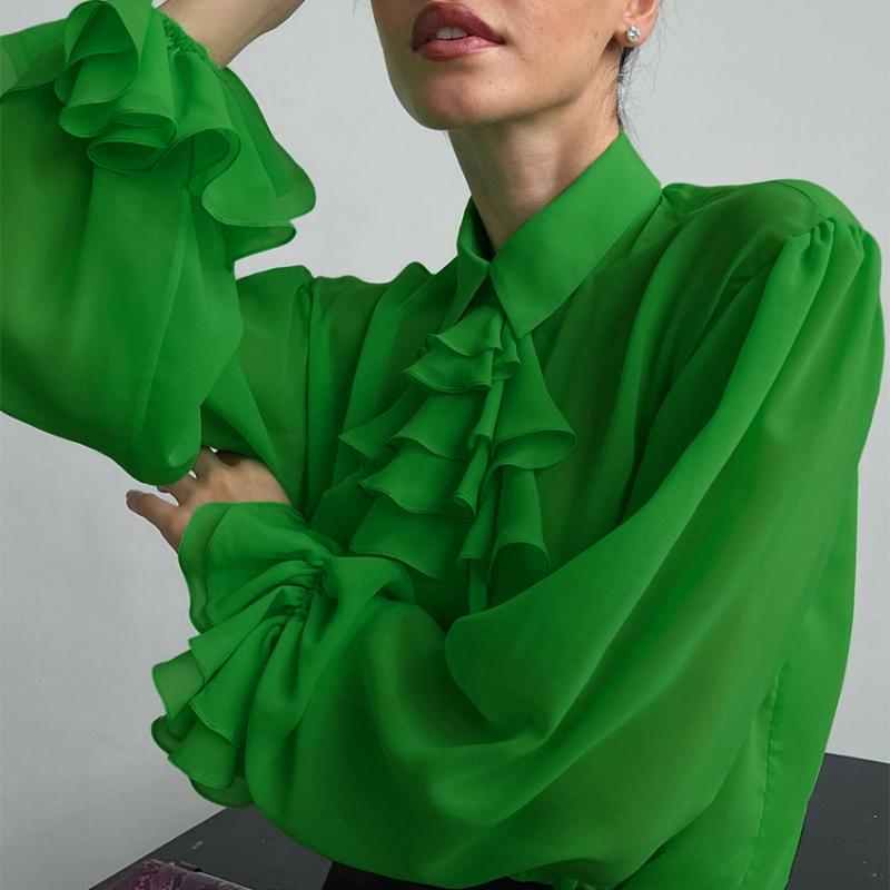 Women' Blouses & Shirts Basic Green Shirt Oversized For Women Elegant Beautiful Layered Ruffle Collar Women' 2022 Spring Long Sleeve T
Women' Blouses & Shirts Basic Green Shirt Oversized For Women Elegant Beautiful Layered Ruffle Collar Women' 2022 Spring Long Sleeve T