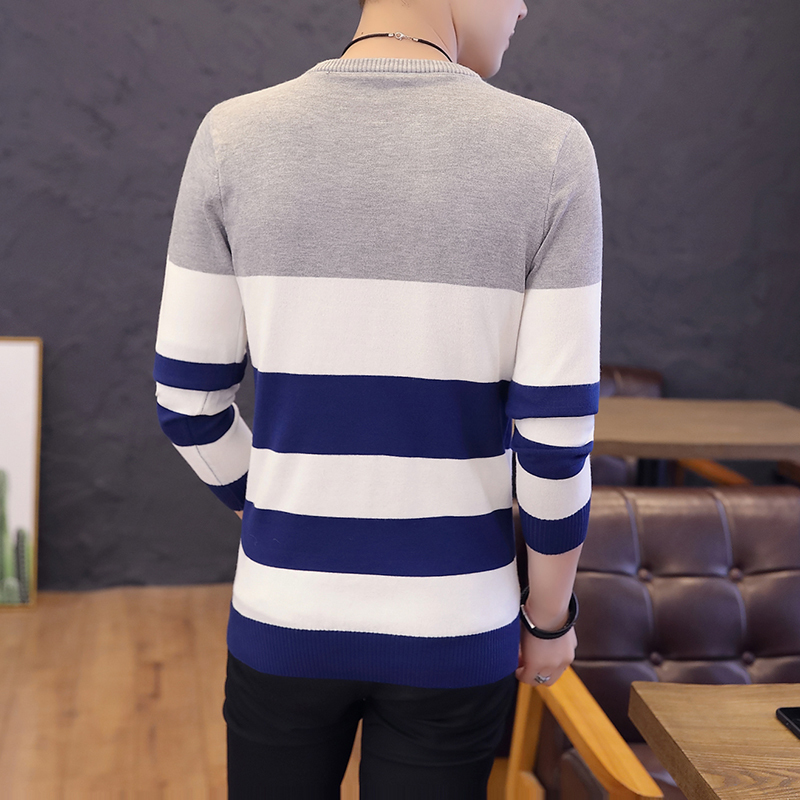 men's sweater Spring Autumn students South Korean Slim youth striped sweater red and black two colors M-XXL 220819