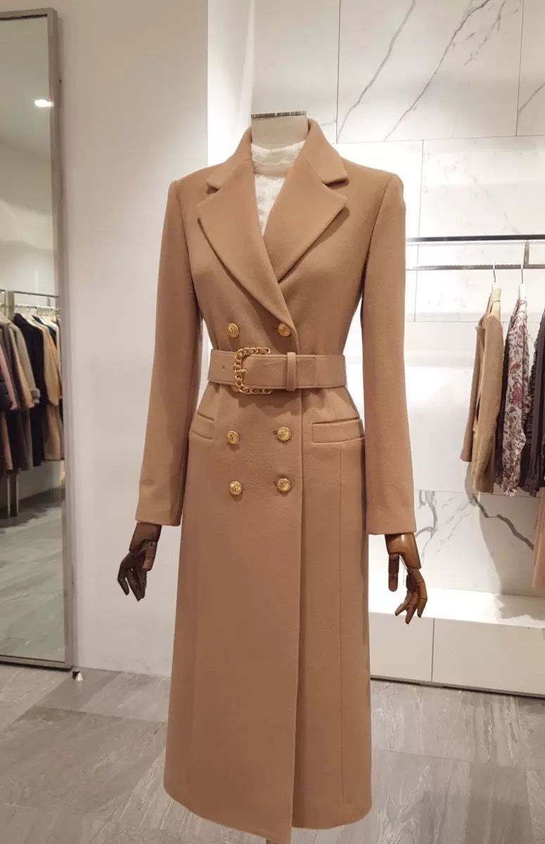 Women's Chic Wool Overcoat: Stylish Double-Breasted Long Coat For Fall And Winter
