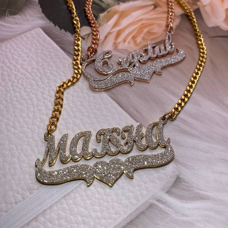 Personalized Name Necklace Custom Bling Name Necklaces Gold Stainless Steel Cuban Chain Choker for Women Necklace Jewelry Gift 220818