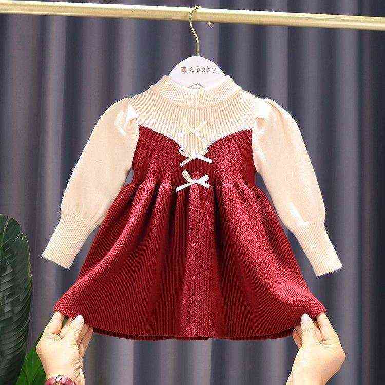 2022 Girls Princess Christmas Dress Knitting Sweater Dress for Girls Winter Dress Autumn Full Sleeve Girl Clothes New Year Y220819
