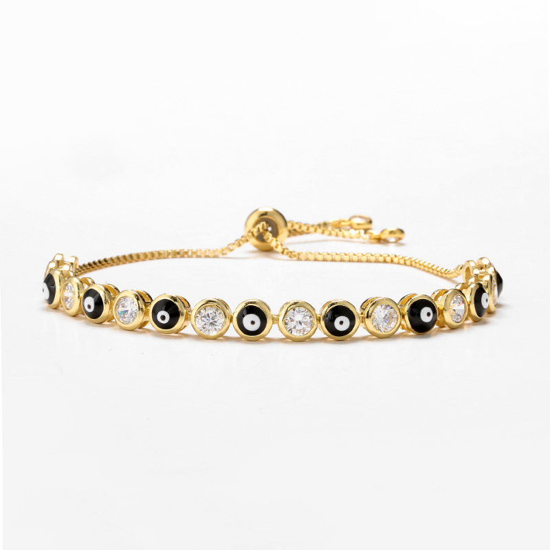 Blue Evil Eye Crystal Charm Muslim Bracelets for Women Fashion Jewelry 7 Turkish Bracelet Gold Color Plated Never Faded