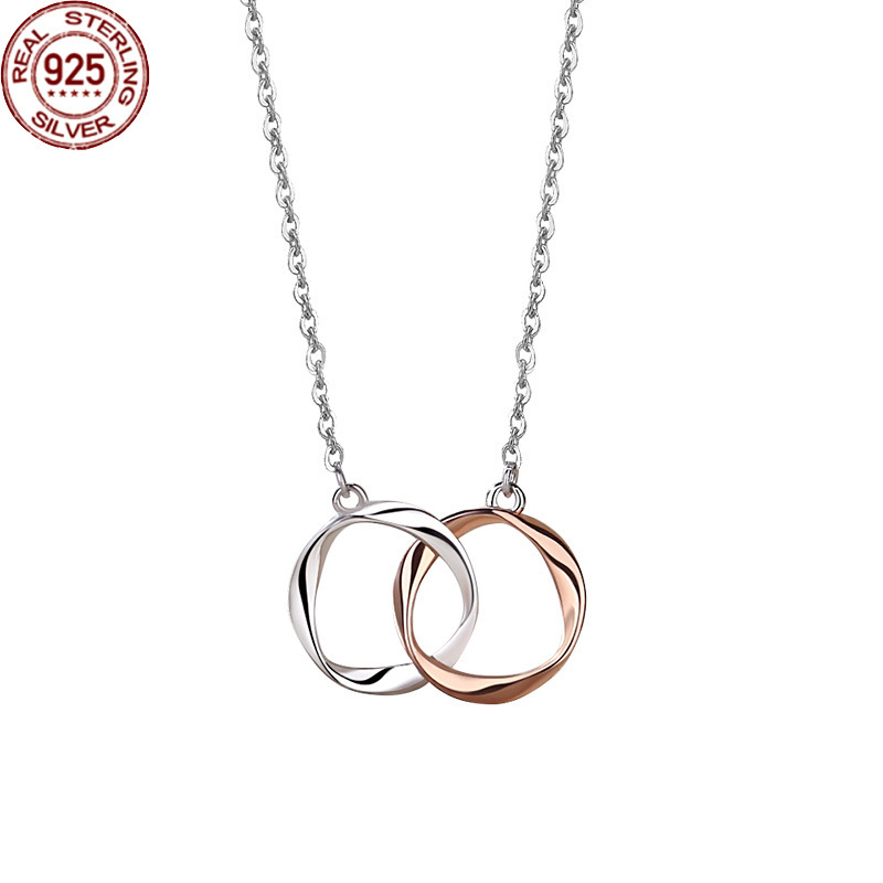 Strands Strings a Pair of Pure Silver Mobius Double Ring Necklace for Lovers Female Ko
Strands Strings a Pair of Pure Silver Mobius Double Ring Necklace for Lovers Female Ko