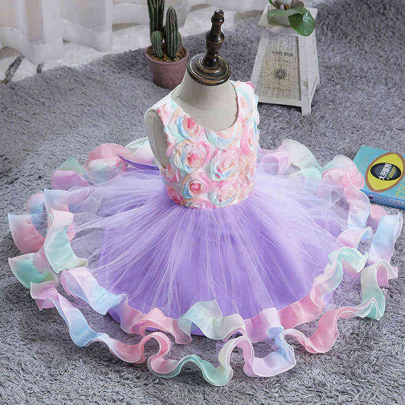 Baby Kids Infant Girl Flower Princess Party Tutu Dress Children Wedding Bridesmaid Toddler Lace Christmas Dress Vestidos Clothes Y220819