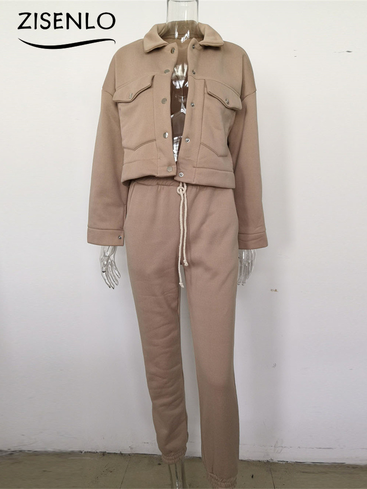 Autumn Solid Color Women's Jacket Top Casual Pants Set Two Piece Sets Womens Outifits Elegant Women's Sets Female Set Suit 220819
