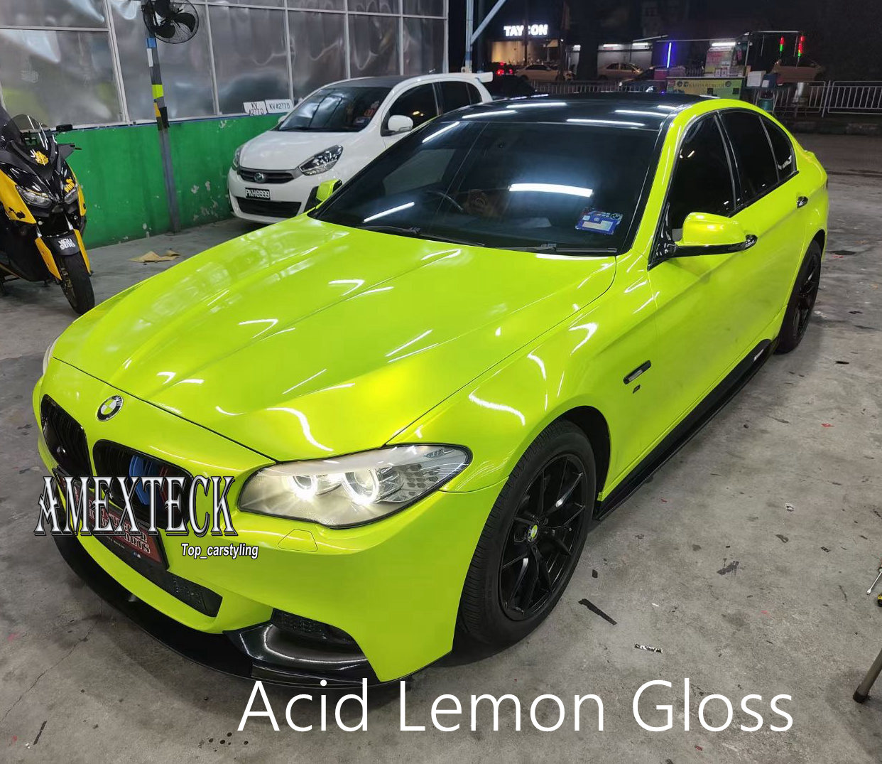 Premium Acid Lemon Gloss Magic Vinyl Wrap Highest Quality With Air Release Whole Car Wrapping Film Foil 1080 Series Initial Low Tack Glue 1.52x20m Rol