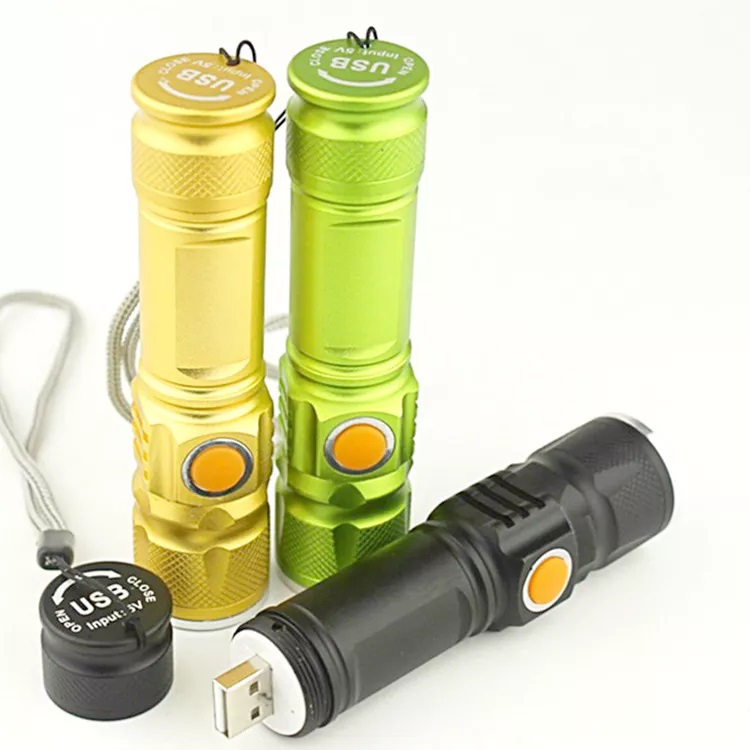 Super Bright USB Charging Hlm Flashlights Zoomable High Lumen Mini Powerful Rechargeable Torch Light For Camping
