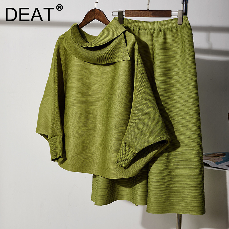 Women's Two Piece Pants DEAT Women Pleated Suit Solid Lapel Collar Batwing Sleeve T Shirt Wide Leg Pants Casual Style Loose Autumn 15AB015 220819 220826, Purple 2
Women's Two Piece Pants DEAT Women Pleated Suit Solid Lapel Collar Batwing Sleeve T Shirt Wide Leg Pants Casual Style Loose Autumn 15AB015 220819 220826, Purple 2