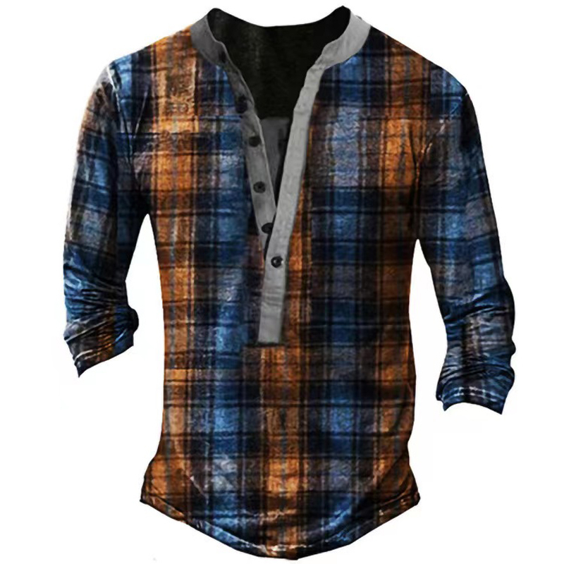 Vintag Fashion Men T-shirt Ethnic Pattern Printed Button Long Sleeve Spring Autumn Oversize T Shirt Men Camiseta Mujer 220819