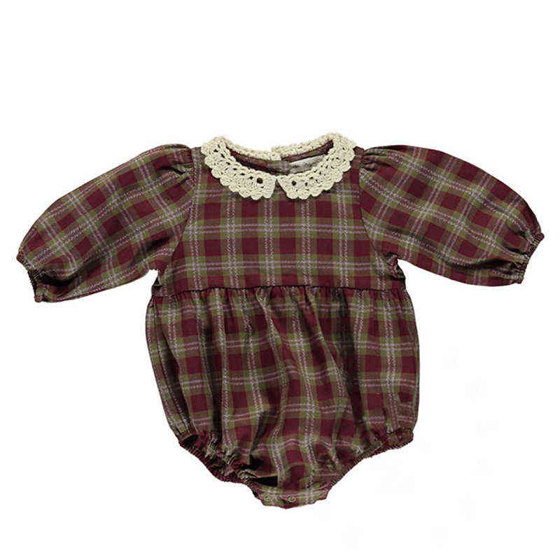 1-11Y BeBe Brown Plaid Dress Kids toddler girl dresses Peter Pan Collar Vintage Long Sleeve children's dresses for 5 years Old R231213